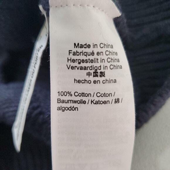 J Crew Sweater Men Extra Large Navy Blue Fisherman Textured Knit Cotton Crewneck - Picture 6 of 9